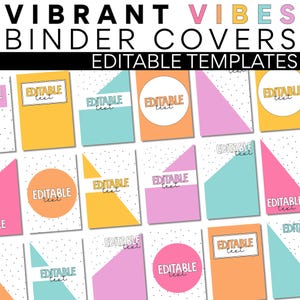 Classroom Binder Covers Template | Vibrant Vibes Decor | Editable | Classroom Management | Binder Covers & Spines