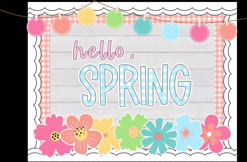 Spring Collection Baord Spring Bulletin Board | Trendy Spring Classroom Decor | April or May ...