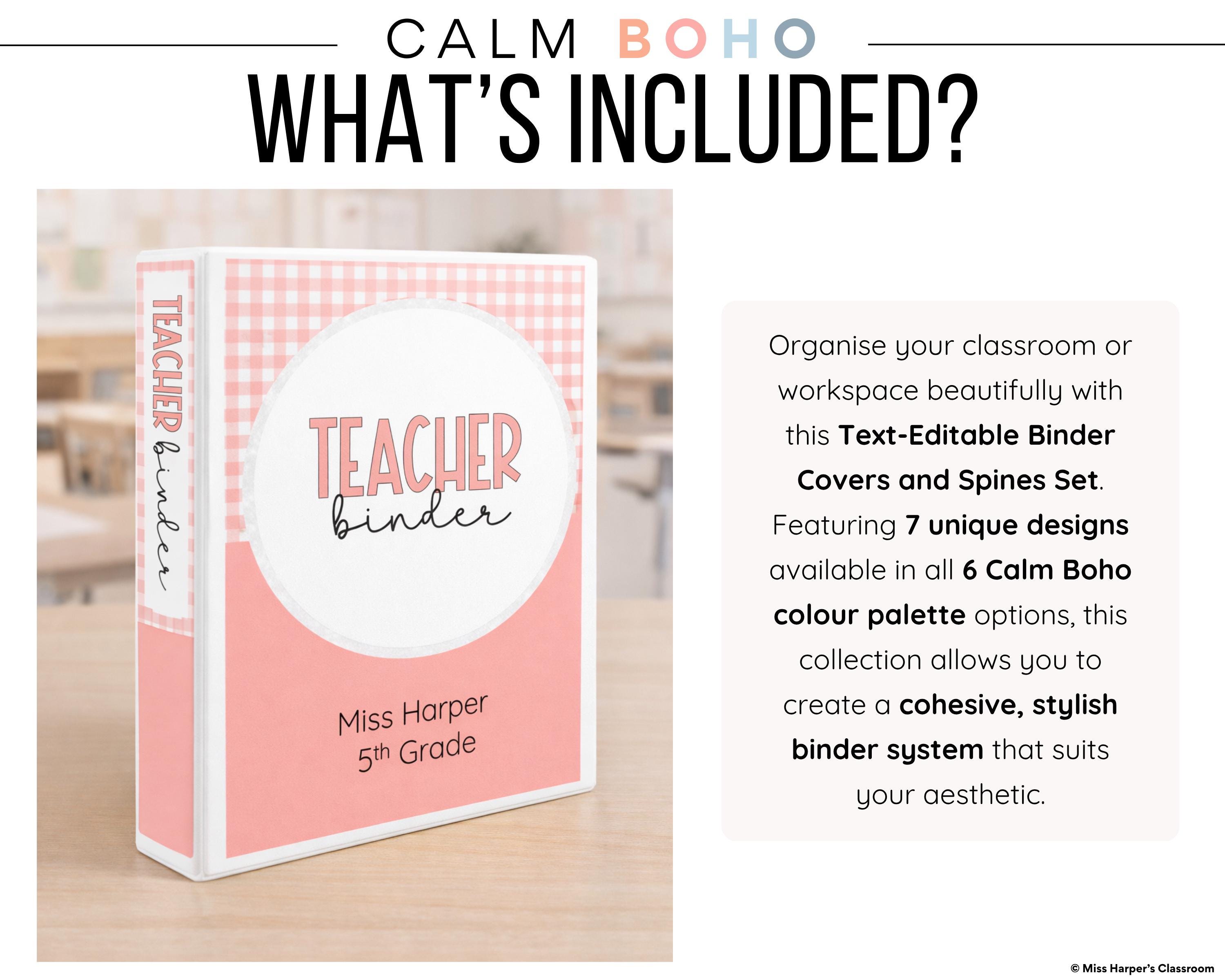 Calm Boho Binder Covers & Spines | Editable Classroom Decor (digital ...