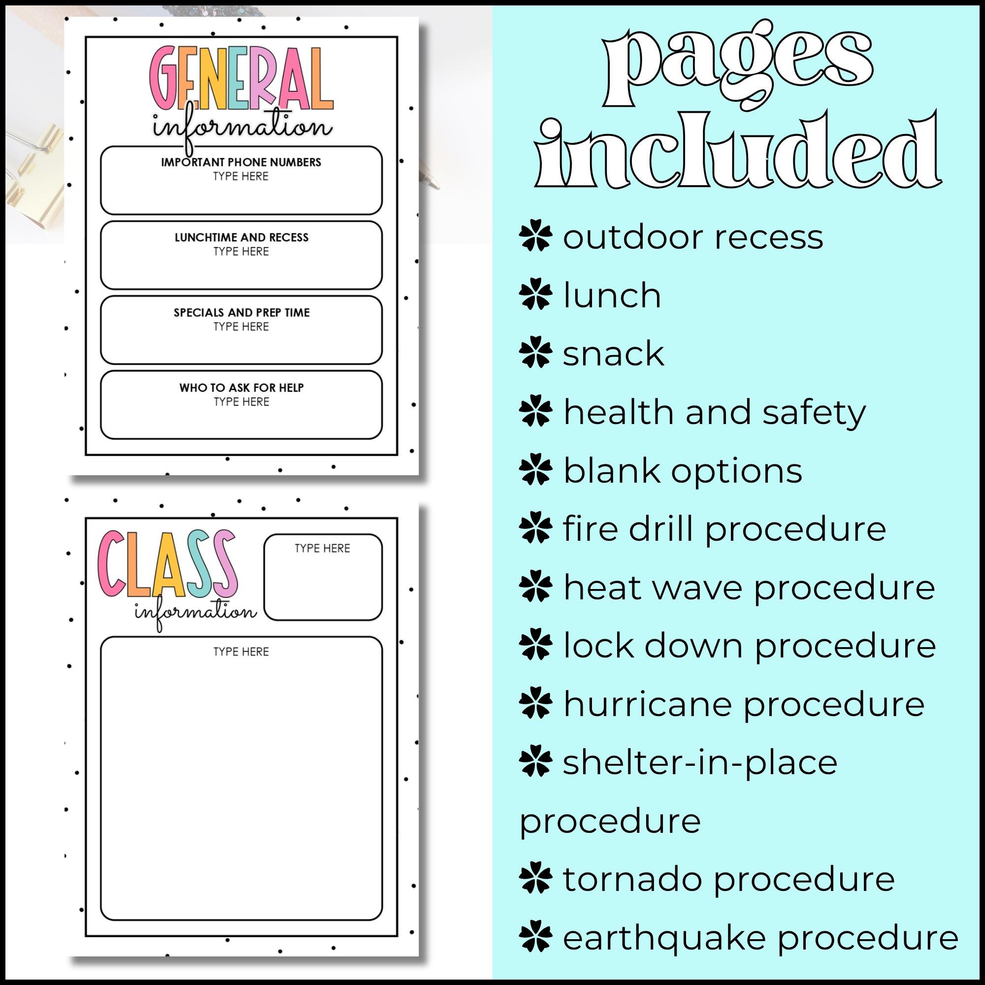 Substitute Binder Template | Editable | Classroom Management | To-do ...