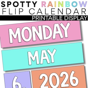 Flip Calendar Display | Spotty Rainbow | Classroom Management