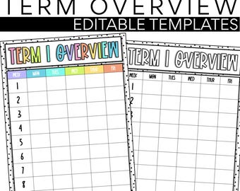 Begriffsübersicht Planer Template | Fleckiger Regenbogen | Bearbeitbar | Klassenzimmer-Planung