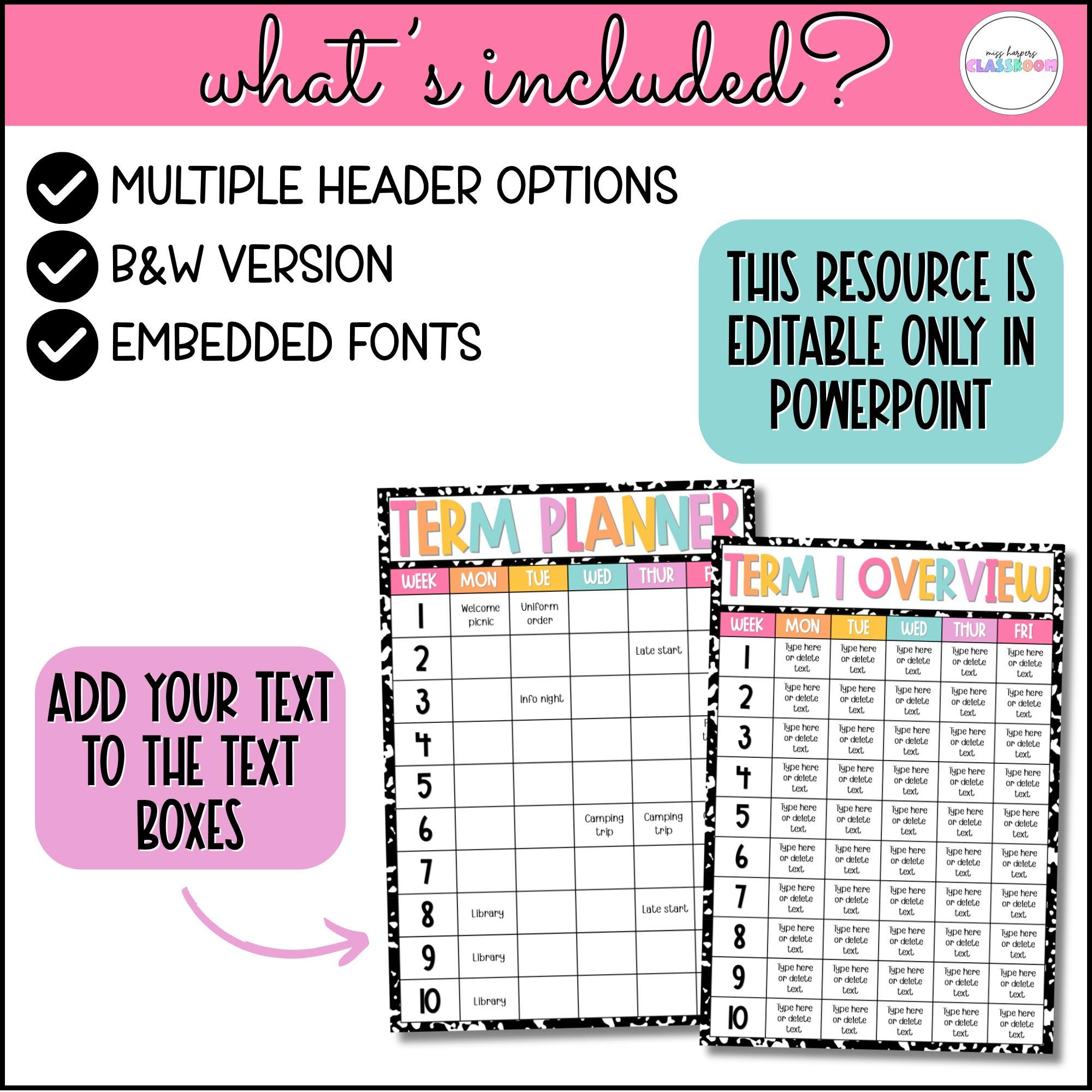 Term Overview Planner Template | Composition Cuties | Editable ...