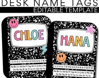 Composite Cutie Student Desk Name Tags | Composition Notebook Classroom ...