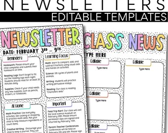 Classroom Newsletter Template | Spotty Rainbow | Editable | Classroom Management