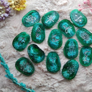 Witch runes made of epoxy resin