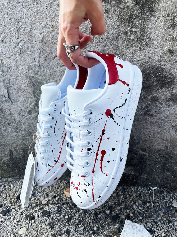 Adidas stan smith red white black hot sale