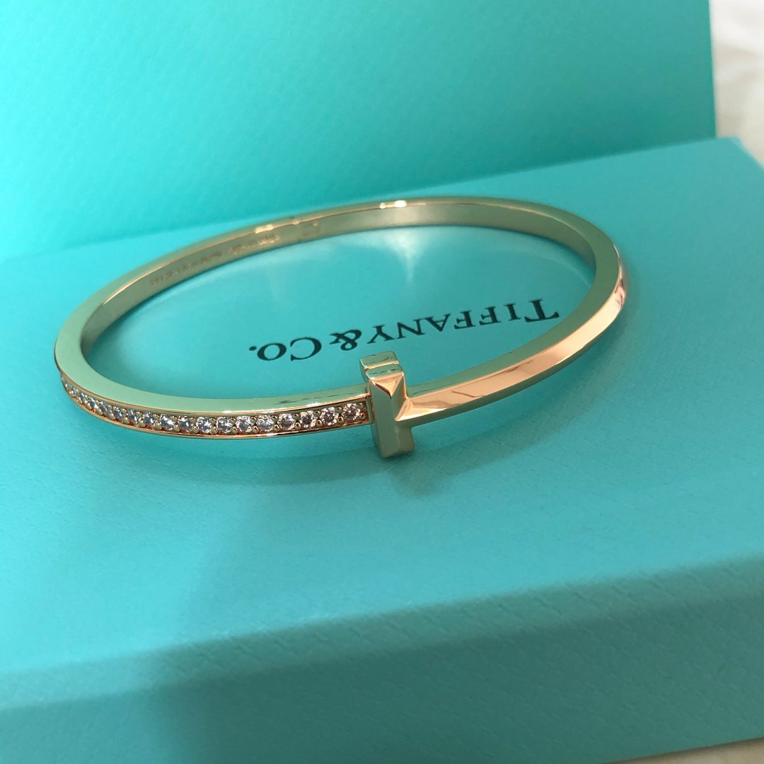 Tiffany T Diamond Wire Bracelet 18k Rose Gold Etsy