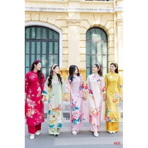 Pre-made Ao Dai Viet Nam - Traditional costumes of Vietnamese women - Áo dài cách tân tơ óng 4 tà cao cấp mới đẹp mềm mại - Ao dai Luxury