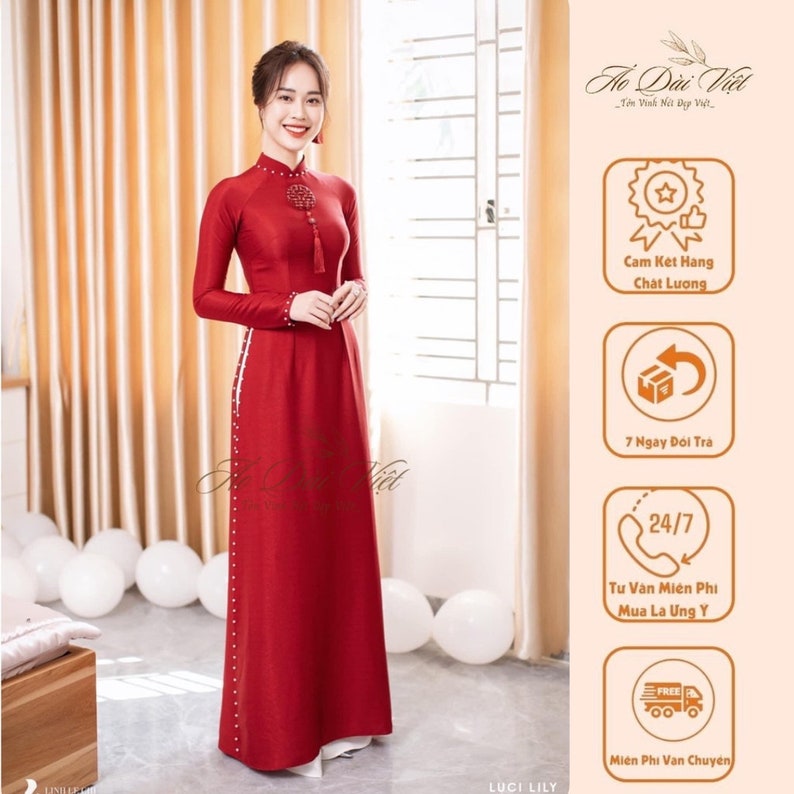 Premade Ao Dai Viet Nam Traditional Costumes of Vietnamese Women White