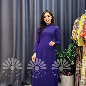 Ao Dai Viet Nam preconfezionato - Costumi tradizionali delle donne vietnamite - Áo dài 4 tà truyền thống, màu tím huế, lụa chiffon cao cấp, Ao Dai Viet