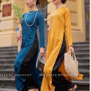 Pre-made Ao Dai Viet Nam - Traditional costumes of Vietnamese women - Áo Dài Xưa Dáng Xuông Đủ Màu Chất Lụa Cao Cấp - Ao dai Luxury