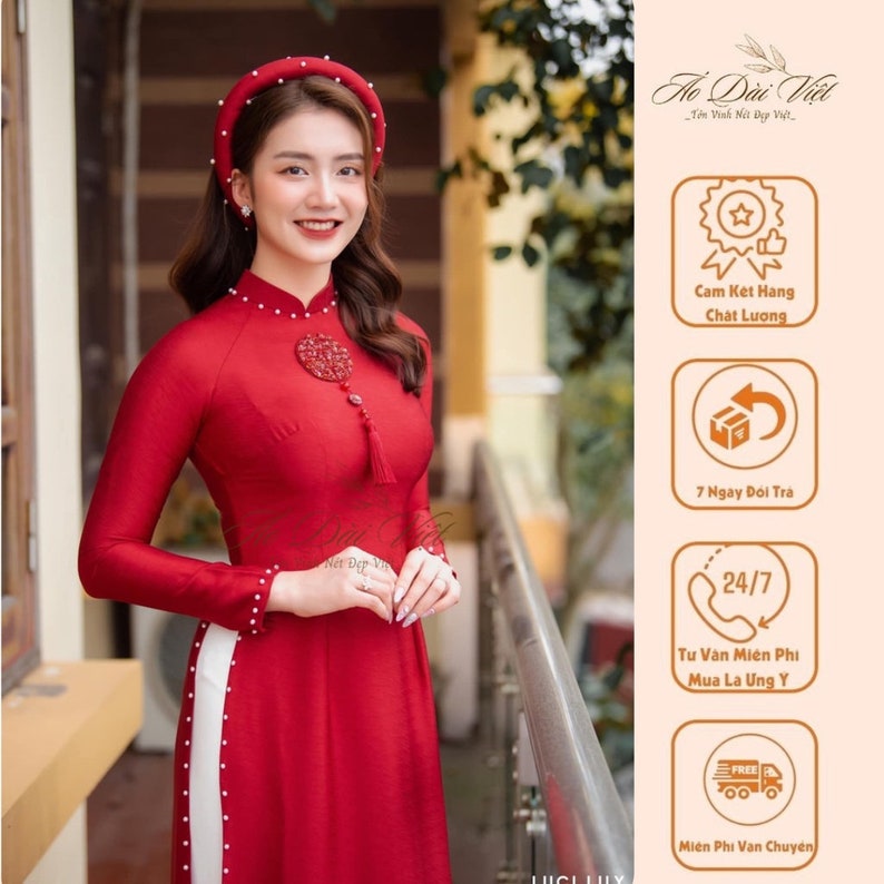 Premade Ao Dai Viet Nam Traditional Costumes of Vietnamese Women White