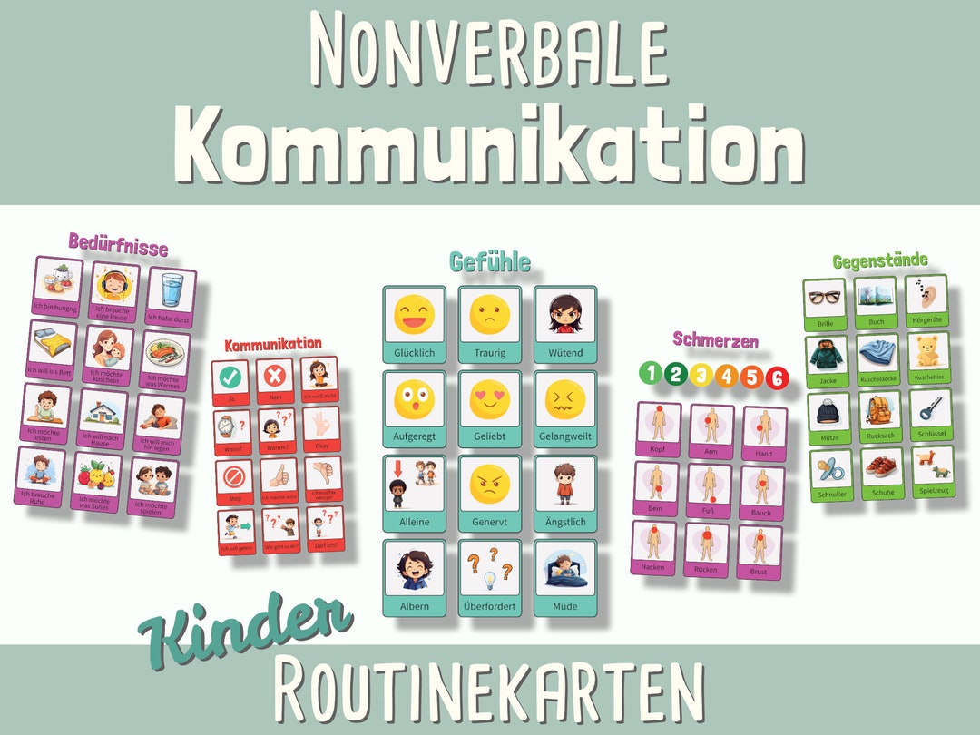 Nonverbal Kommunikation Routinekarten Kinder, Gefühlskarten