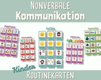Nonverbal communication routine cards children, feelings cards, kindergarten, PDF A4 A3, digital autism sensory picture cards, learn feelings