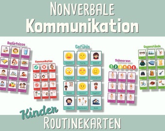 Nonverbal communication routine cards for children, emotion cards, kindergarten, PDF A4 A3, digital autism sensory picture cards, learning emotions