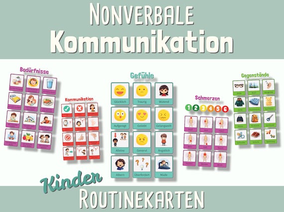 Nonverbal Kommunikation Routinekarten Kinder, Gefühlskarten, Kindergarten, PDF A4 A3, Digital Autismus sensorisch Bildkarten, Gefühle lernen