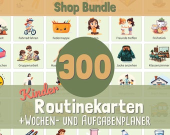 300 cartes de routine plan hebdomadaire pour les enfants, planificateur hebdomadaire gratuit et routine quotidienne à imprimer, PDF A4 + A3, cartes illustrées numériques sur l'autisme, Montessori