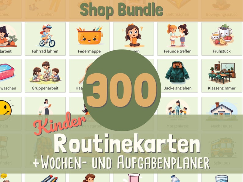 300 Routine Cards Weekly Plan Children, Free Weekly Planner & Daily Routine to Print, PDF A4 + A3, Digital Autism Picture Cards, Montessori image 1
