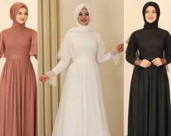 Muslim Evening Dress / Abaya / Hijab Dress / Elegant Evening Dress / Hijab Outfit / Hijab Dress / Tulle Maxi Dress / Tulle Dress Long Dress