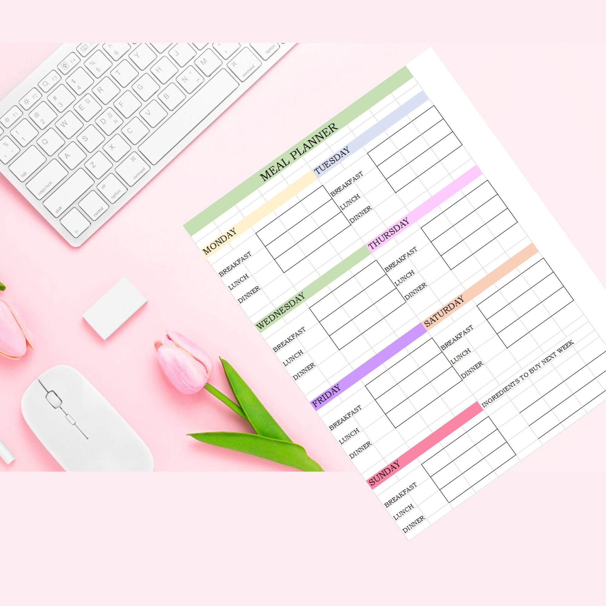 Meal Planner Printable Template | Downloadable Meal Chart | Breakfast ...