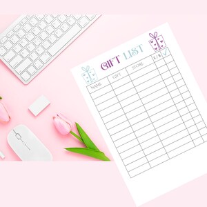 Gift List Printable Template | Printable & Downloadable Gift List | A List to Organize Your Gift Shopping List | Printable Digital Gift List