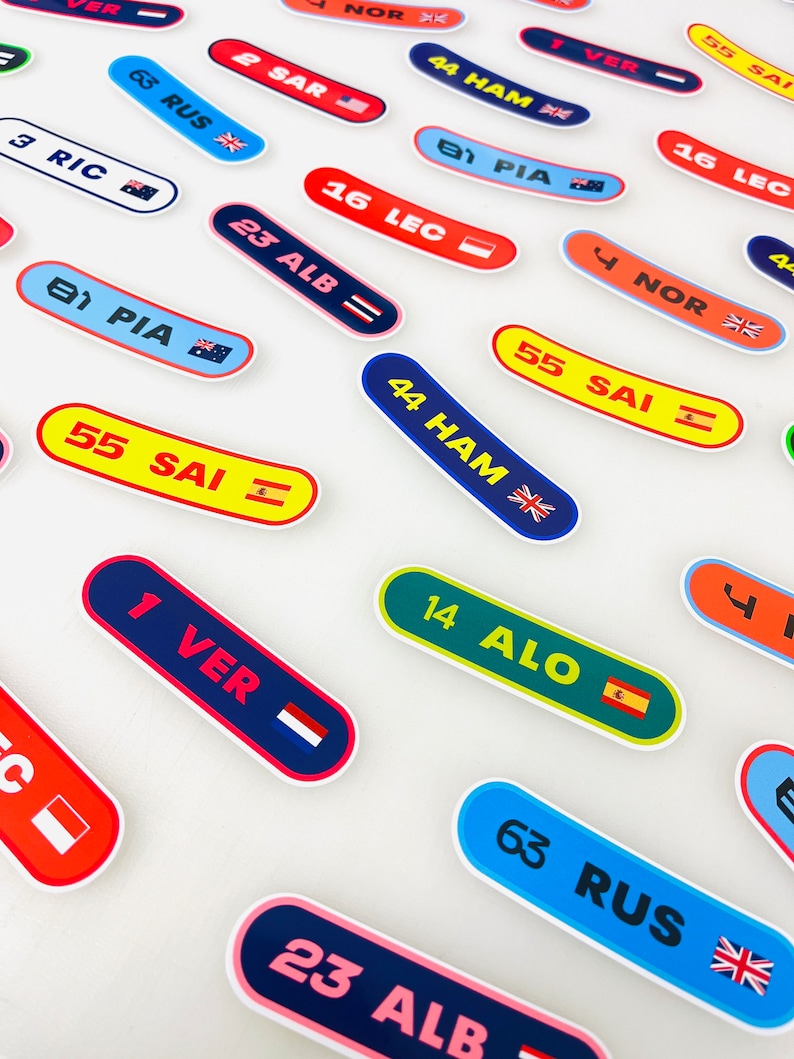 Driver Flag Number Sticker Multi Colour GP Racing F1 Sticker Formula ...