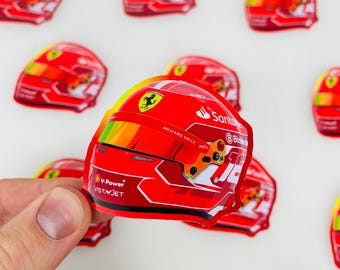 Leclerc 2024 mini helmet Formula One sticker Cute sticker for notebooks, water bottles, laptops -  F1
