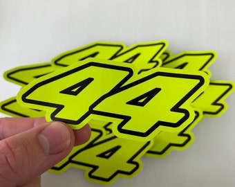 Lewis Hamilton F1 44 Number Sticker Formula One Motorsport - Fluo Yellow & Black