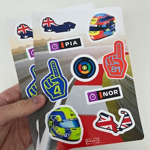 Fogli adesivi F1 Foglio adesivi McLaren Lando Norris Oscar Piastri / 9 adesivi / adesivi bottiglie / adesivi laptop Adesivo F1 Motorsport