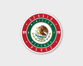 Checo Pérez Ministro de Defensa Mexicano Badge F1 Sticker Formula One Motorsport