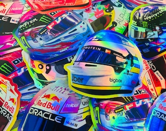 NEW* 2024 Large  F1 Holographic Helmet Driver Stickers 3.5" Lando Leclerc Sainz Colapinto bottles stickers laptop stickers F1 Sticker