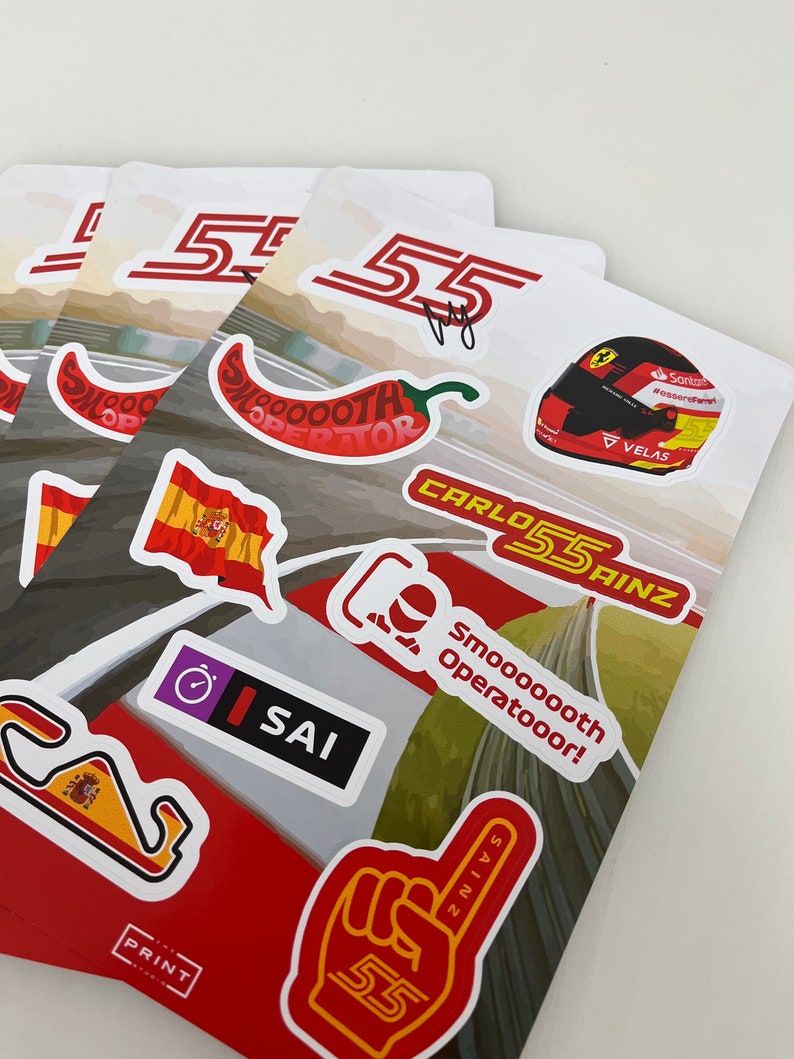F1 Sticker Sheets Carlos Sainz Sticker Sheet | 9 Stickers | Bottles ...