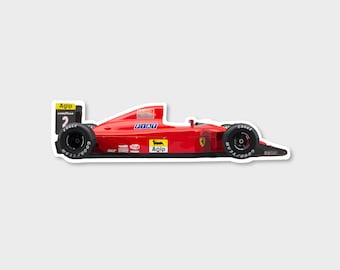 Nigel Mansell Classic F1-90 Car F1 Sticker Formula One Motorsport - Red / Black