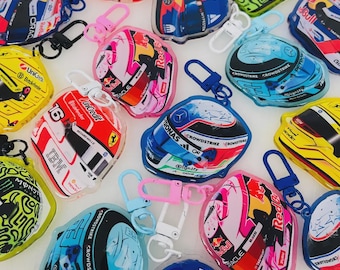 Lando Singapore F1 Helmet Keychain, Epoxy Resin Mini Pendant, Motorsport Gift