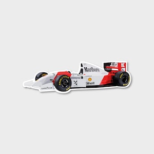 Ayrton Senna 1993 Auto F1 Aufkleber Formel 1 Motorsport - Weiss / Rot