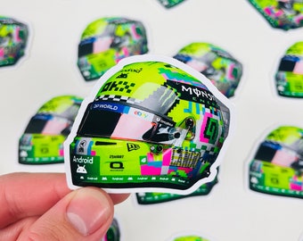 Lando 2024 Silverstone GIF helmet Formula One sticker Cute stickers for notebooks, water bottles, laptops - papaya F1