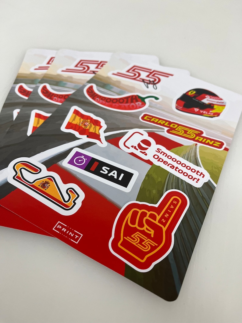F1 Sticker Sheets Carlos Sainz Sticker Sheet | 9 Stickers | Bottles ...