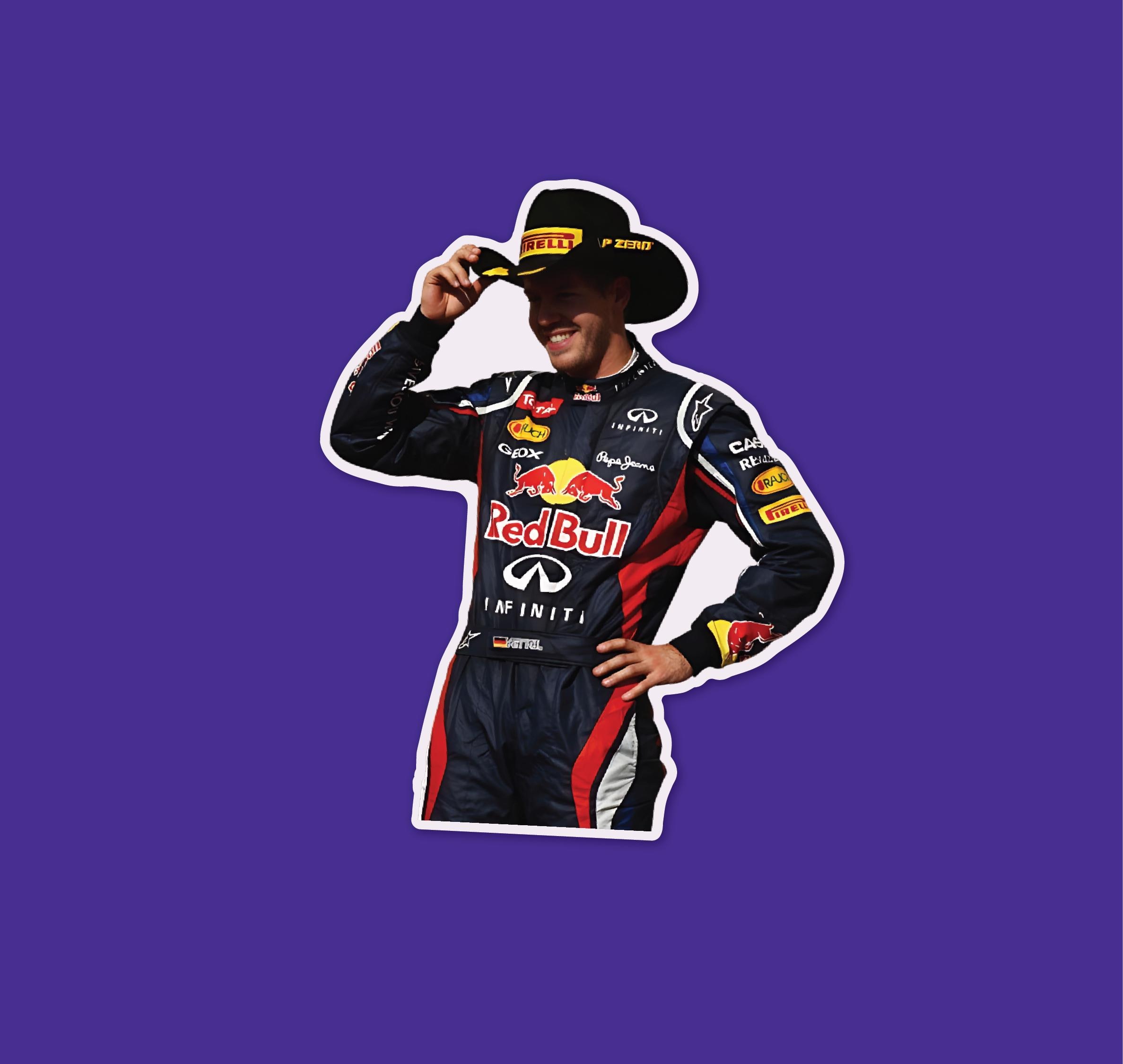 Vettel Sticker Cowboy Vettel Formula One Sticker Cute Sticker for Notebooks, Water ...