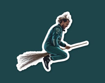Witch Vettel Funny meme Sticker Formula One sticker Cute sticker for notebooks, water bottles, laptops - F1