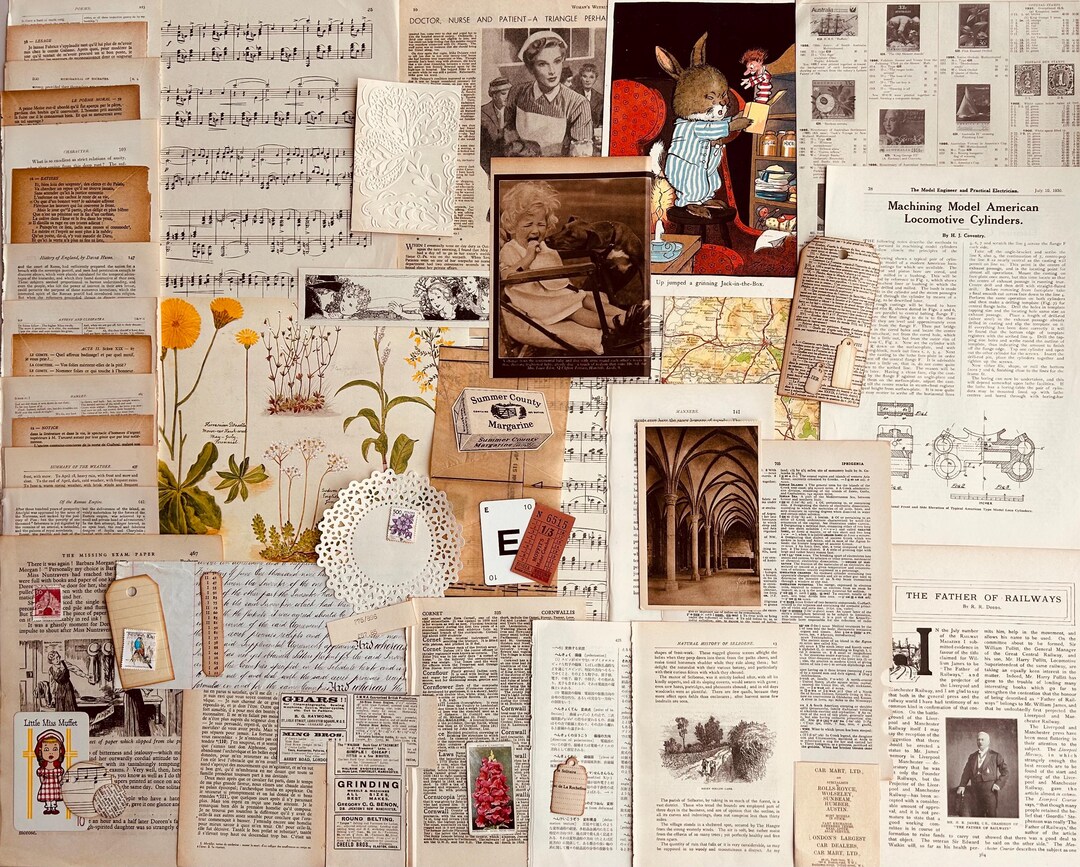 Vintage & Antique Paper Ephemera Pack. 50 Original Pieces of Ephemera ...