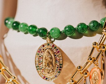 Collana della Vergine Maria, catena in pietra naturale, regalo fatto a mano