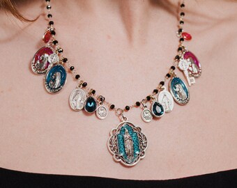 Virgin of Lourdes Necklace, Catholic Jewelry, Miraculous Medals, Handmade Jewelry