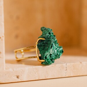 Raw Malachite Ring, Green Ring, Gemstone Jewelry