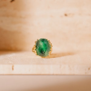 Bague aigue-marine, protection spirituelle, bijoux en pierres précieuses Fluorite