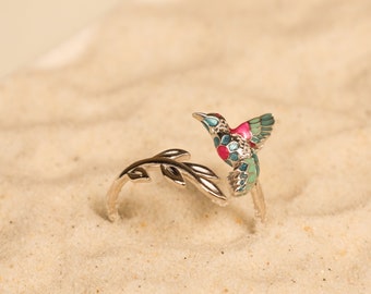Anello colibrì, gioielli in argento 925, miglior regalo per lei