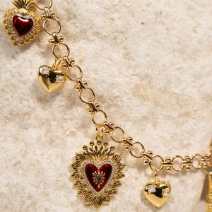 Collier pendentif coeur rouge, bijoux plaqués or 18 carats, cadeau pour elle image 2