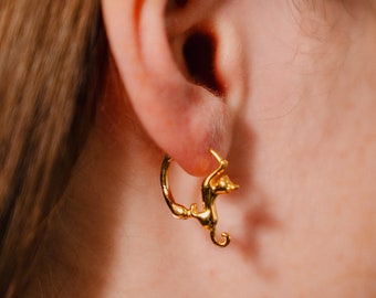 Boucles d’oreilles pour chats, boucles d’oreilles en or, cadeau pour les amoureux des chats