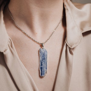 Kyanite Necklace, Meditation Crystal, Handmade Jewelry