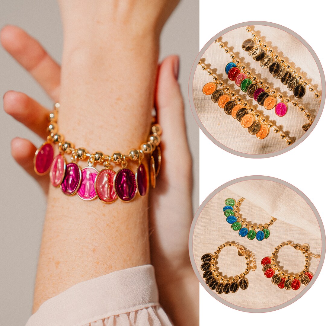 Protection Bracelet Catholic Charms Statement Bracelet Etsy